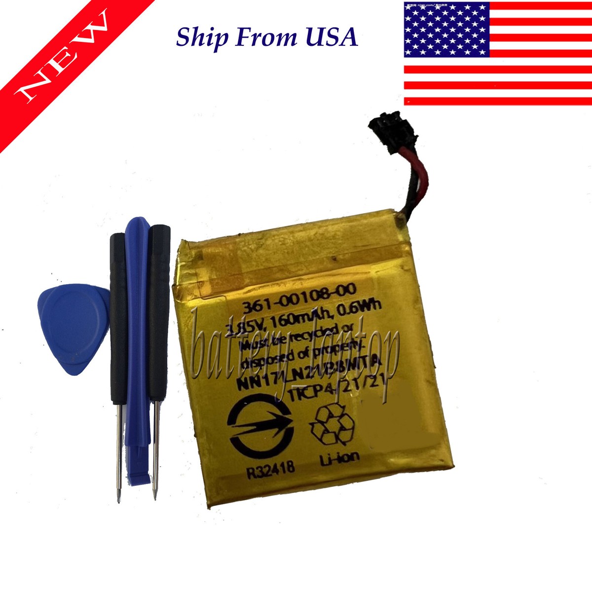 Battery for Garmin Vivoactive 3, Vivoactive Music 361-00108-00