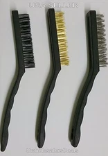 3 pc Steel Brass Nylon Brushes 8.5" Wire Cleaning Brushes NEW