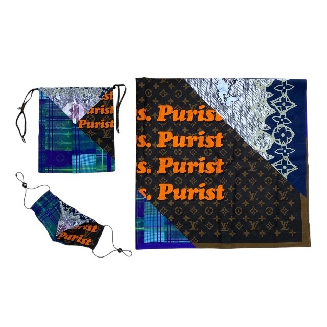 Louis Vuitton MP3127 3-Piece Set Scarf Mask Pouch Drawstring Bag Unused