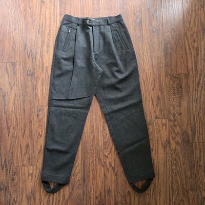 Vintage 80s LL BEAN Womens 10 Charcoal Gray Wool Stirrup Pants Pleated Classic