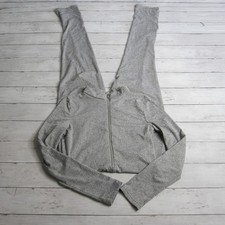 Women's One Piece Bodycon Catsuit Jumpsuit Size M Gray Fleece Long Sleeve