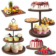 Wooden Dessert Table Display Set - 4 Tier Cupcake Stand, 3 Tier Dessert Stand...