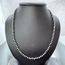 Sterling Silver Southwestern Style Navajo Pearl Beads 4 mm Necklace 20"- 22"