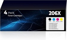 206X Toner Cartridges 4 Pack High Yield Compatible Replacement for HP 206X