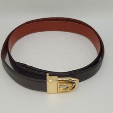 Brown Leather Belt Brass Buckle Unisex 43" length 38" middle hole 1" wide