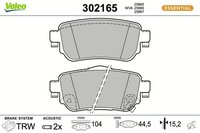 NEU - Valeo 302165 Bremsbelagsatz, Scheibenbremse Passend FüR Nissan Renault