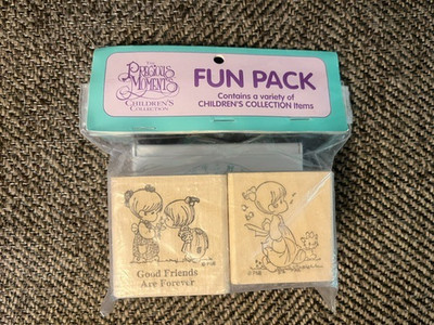 Vintage Precious Moments rubber wood mounted stamp sealed TWO STAMPS NOS