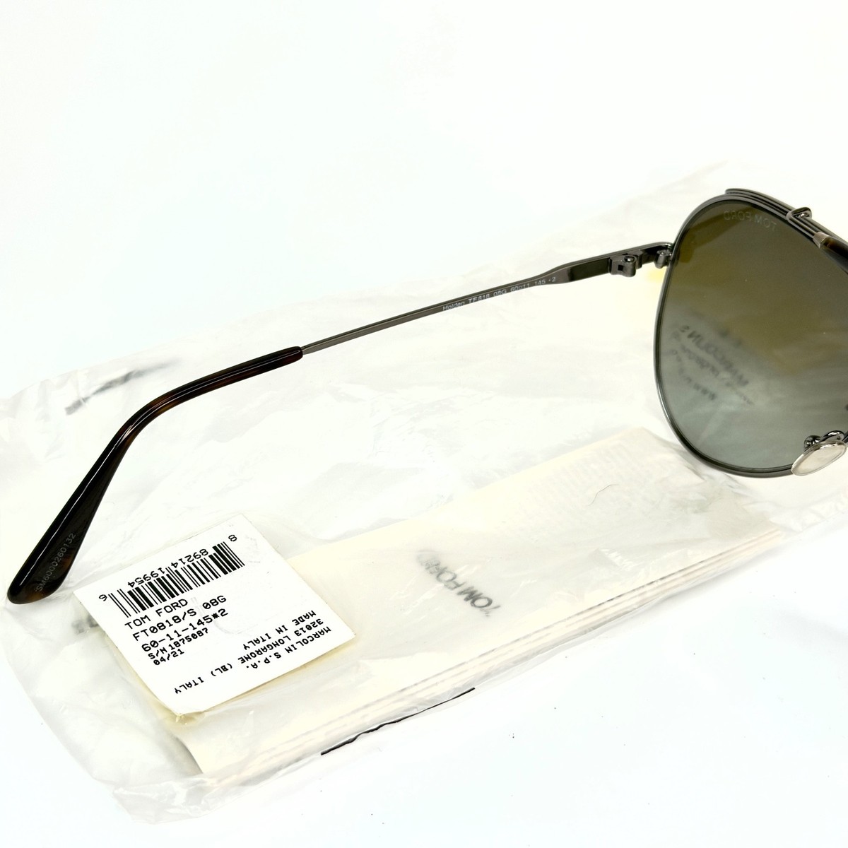 TOM FORD HOLDEN TF818 08G Gray Unisex Aviator Sunglasses Authentic