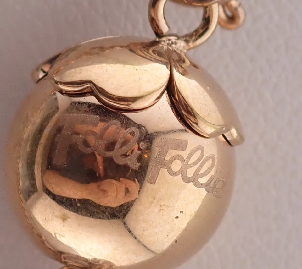 Colar Berloque Folli Simulado Pérola Cristal Tom Dourado Corrente de Cobra Slide - Imagem 4 de 4