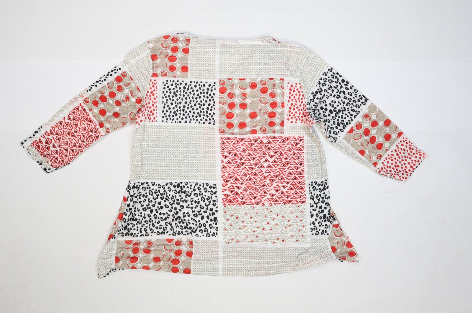 Multiples Shirt Womens Large Patchwork Red Black … - image 6