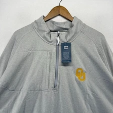 Oklahoma Sooners Quarter Zip Men's 4XB 4XL Big Gray Embroidered Golf Logo NEW