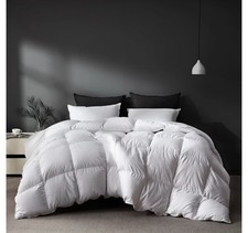 White Goose Feather Down Fiber Comforter Queen Size, Premium All Season 90 x90