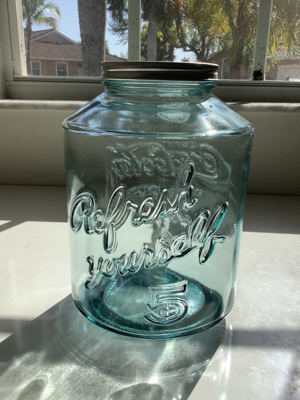 VTG Collectible COCA COLA  Clear Bleu Jar Glass Bev Dispenser Handmade in SPAIN