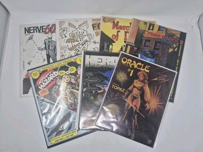 Lot of 7 Vintage Indie Comics Magazines Heroes Oracle Johnny Hazard George Perez