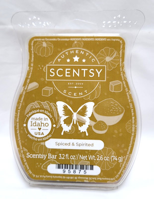 Spiced & Spirited Scentsy Wax Bar 3.2 oz Works w/ Wax or Tart Warmer #95875