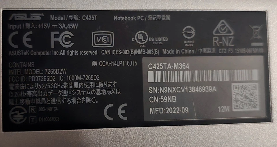 ASUS Chromebook 14'' (64GB eMMC Intel Core M3-8100Y 8GB RAM) LAPTOP - Image 4 of 4