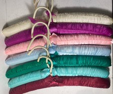 LOT of 7 Satin Covered Padded Clothes Hangers Mixed Colors