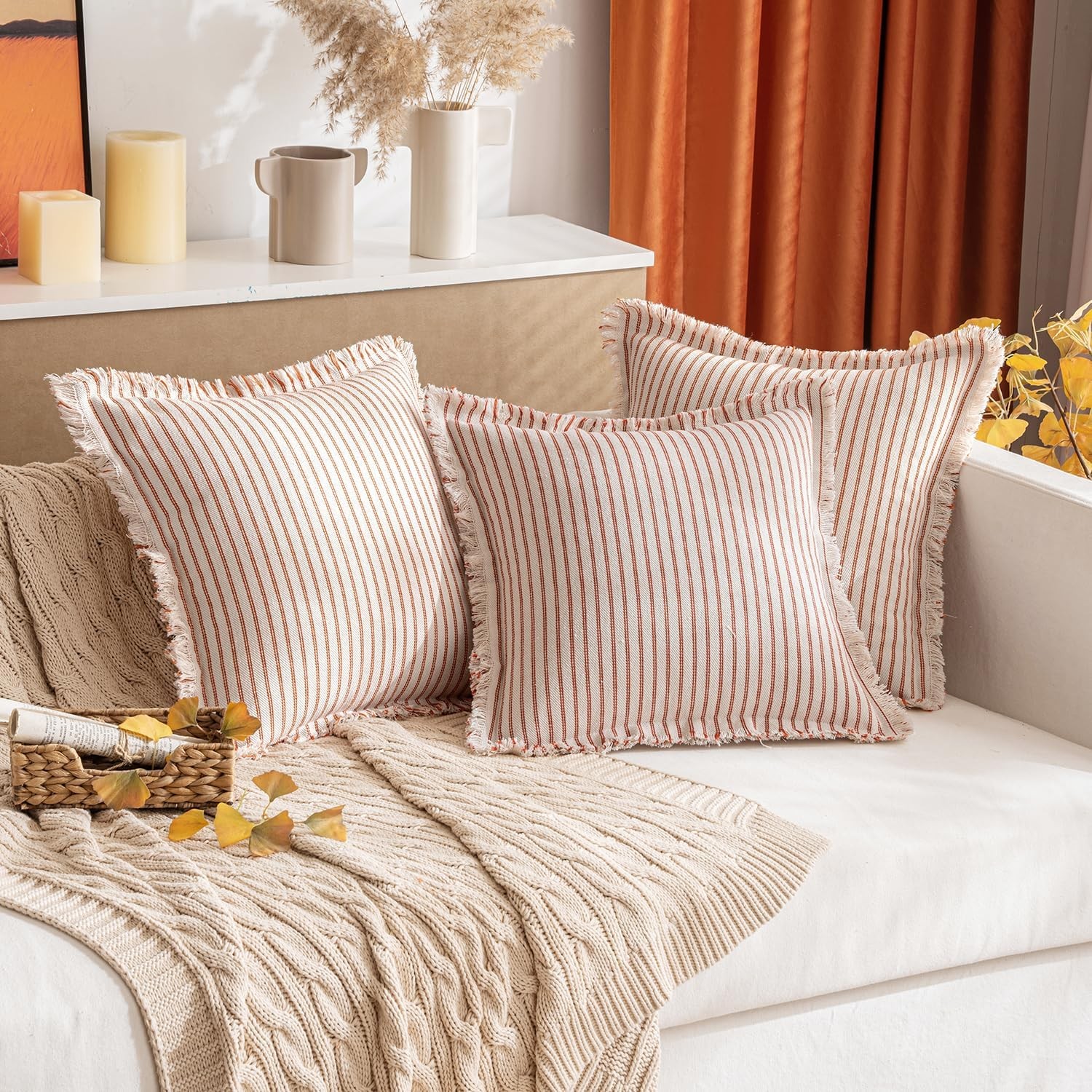 MIULEE Pack of 2 Rust Pillow Covers 20x20 Inch 20" x (Pack 2), 