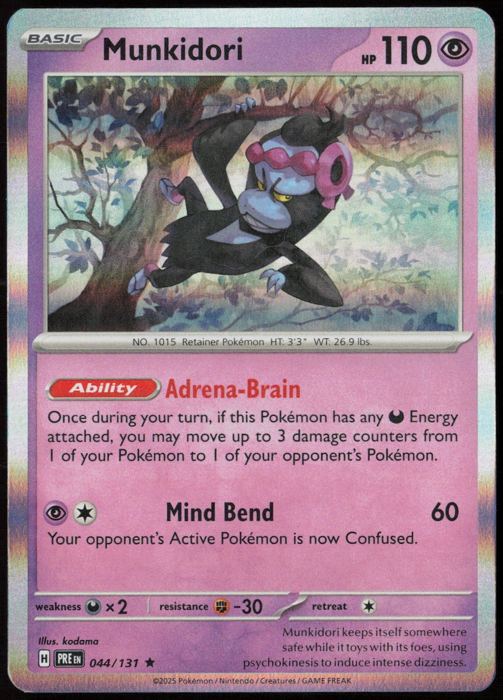 Munkidori #44/131 (Holo) (NM) SV: Prismatic Evolutions PRE Pokemon