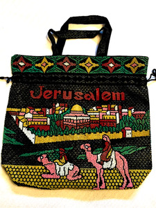 JERUSALEM “beaded” tote purse bag drawstring   travel Israel