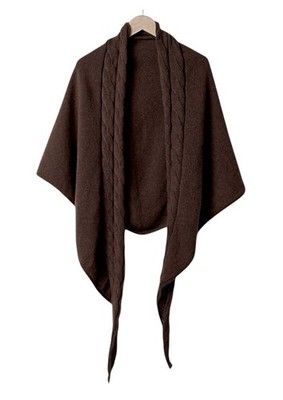 Free People Coastline Cable Knit Scarf Brown One Size EUC Cozy Cold Slouchy