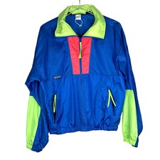 Vintage Columbia Windbreaker Jacket Pullover Half Zip Neon Colors Unisex Medium