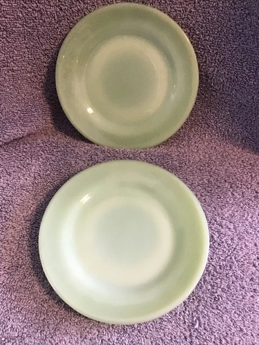 Fire King Jadeite Sauce Plate 5.5” Lot 2 Green Glass Oven Ware Vintage