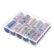 1Box/10roll  Flowers Print Stickers Nails Foils Starry Wraps Transfer1592