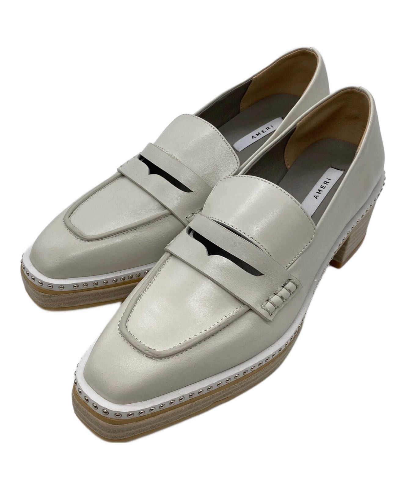 Ameri Studded Coin Loafers/ White/ Size M - image 1