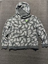 Nike Center Swoosh Vintage Hoodie Sweatshirt All Over Logo Youth XL