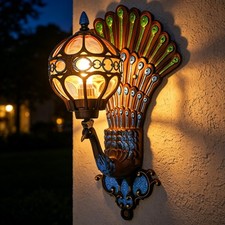 E26 Antique Vintage Peacock Wall Light Waterproof Fixture Wall Sconce Porch Lamp