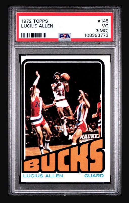 1972 Topps Lucius Allen #145 PSA 3 MC Vintage Milwaukee Bucks Basketball Card