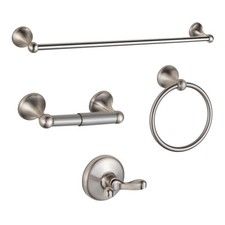 Brushed Nickel Bathroom Hardware Set - Adjustable Towel Bar, 4-Piece Wall Mount