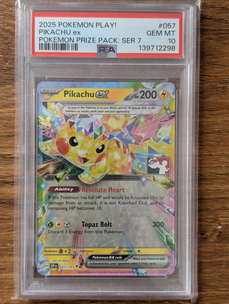 2025 Pokemon Play Prize Pack Series 7 PSA 10 Pikachu EX #057 LOW
