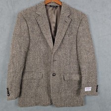 Jos A Bank Blazer Mens 41R Brown Harris Tweed Herringbone Wool Sport Coat Preppy