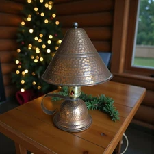 VINTAGE MID CENTURY LAMP HAMMERED COPPER LOOK  ARTS AND CRAFTS STYLE
