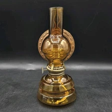 Vintage Amber Glass Mini Oil Lamp Patio Lamp Made in Japan 3" 