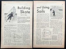   Building  Using Skate Sails  1935 HowTo PLANS 2 types Trainer Racing Hopatcong