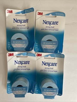 Nexcare Strong Hold Tape, Hypoallergenic  1 In x 4 Yds 4 Roll  Pain-Free Removal