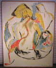 Mid Century Modern Oil Painting Abstract Expressionism Signed