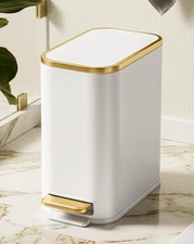 Small Bathroom Trash Can with Lid Soft Close, 5 Liter/ Stainless Steel Garbage