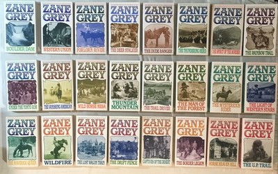 Zane Grey Lot of 24 Vintage Harper Paperbacks   1990s Edition w/ Matching Covers