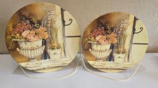 Vtg Set of 2 Kathryn White Art In Motion Nesting Hat Boxes 2002 Floral Garden