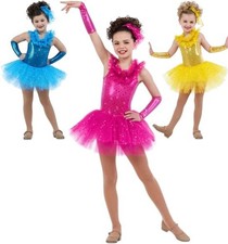 Glam FUCHSIA Child XL Dance Costume Glitter Sequin Ballet Tutu Tap Dress New