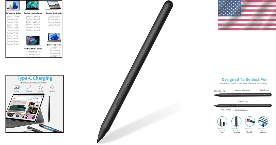 Surface Pro Pen, 4096 Pressure Sensitivity, Rechargeable - Image 2 of 4