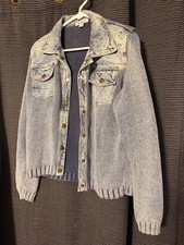 Vintage PBJ Blues Women's Denim Long-Sleeve Knitted Sweater Size Small
