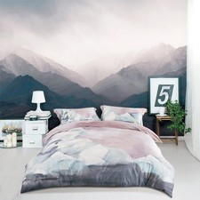 Floral Duvet Cover Set 100 LongStaple Cotton Abstract Gray Pink Marble Patt...