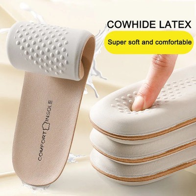 Leather Latex Sports Insole Cowhide Insoles for Shoes Arch Support Shoe Pads 