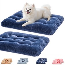2 Pack Washable Dog Bed, Deluxe Plush Dog Crate Beds with Anti-Slip, Comfy Ke...