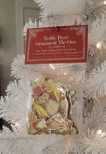 Vtg 1982 Merrimack Teddy Bear Band Ornament Tie Ons Mary Lillemoe Gold Foil MIP